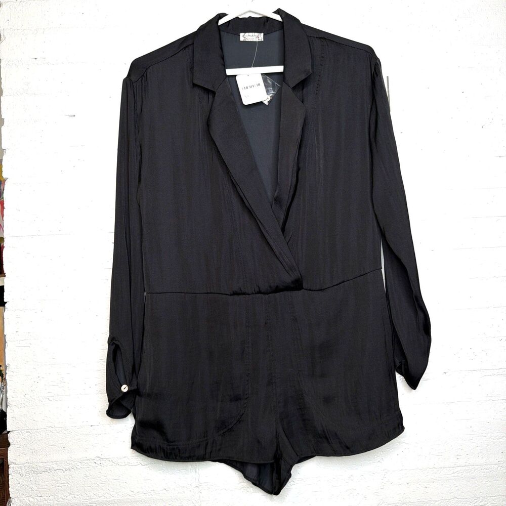 Intimately Free People Black Satin Playsuit XS NWT Boho Romantic Whimsigoth